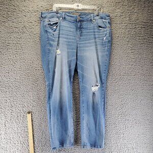 Torrid Jeans Womens 18 Blue Boyfriend Straight Vintage Stretch Distressed Denim